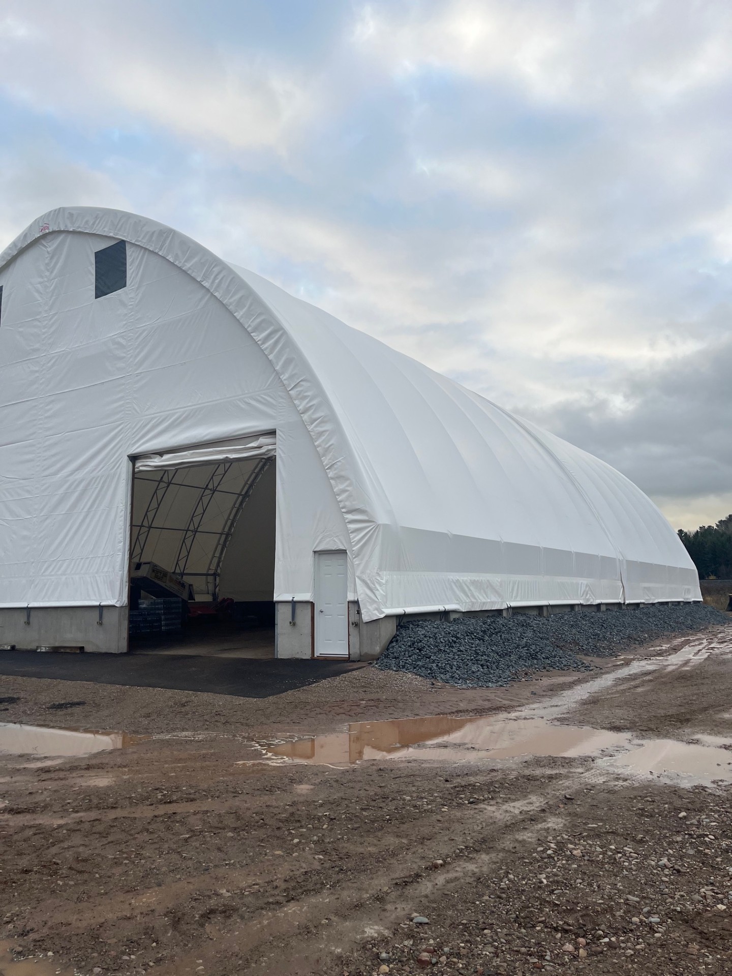 A municipal sand dome. 