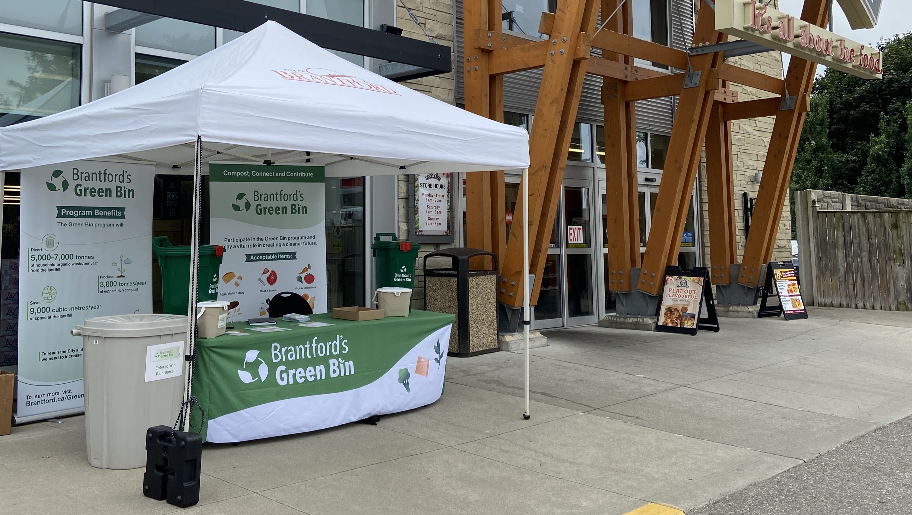 One of Brantford's informaional booths, set up at a location with lots of foot traffic