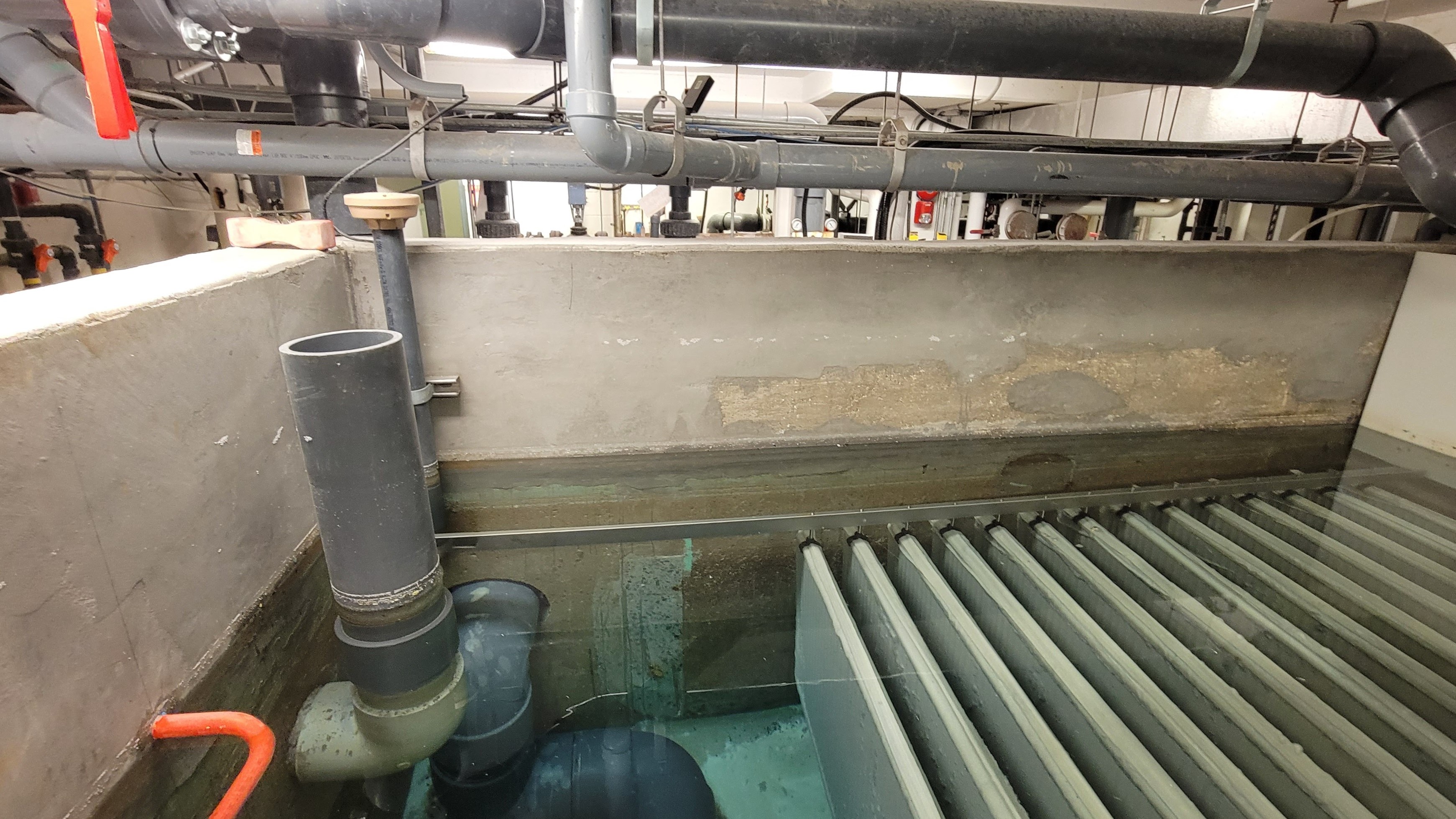 The filtration system of a pool, recently replaced.