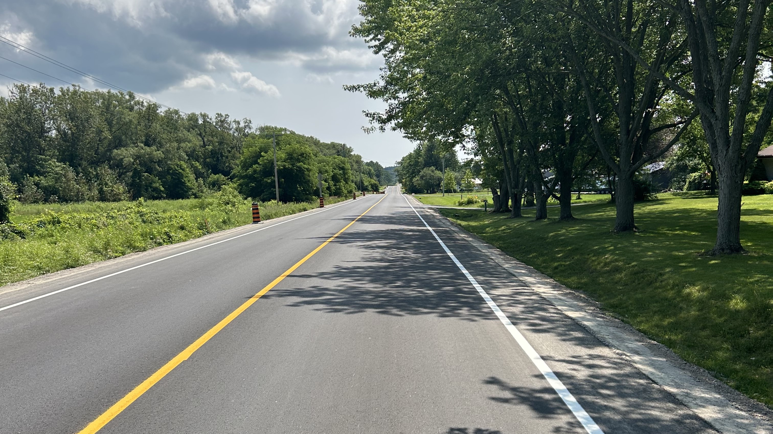 The newly repaved and widened roads