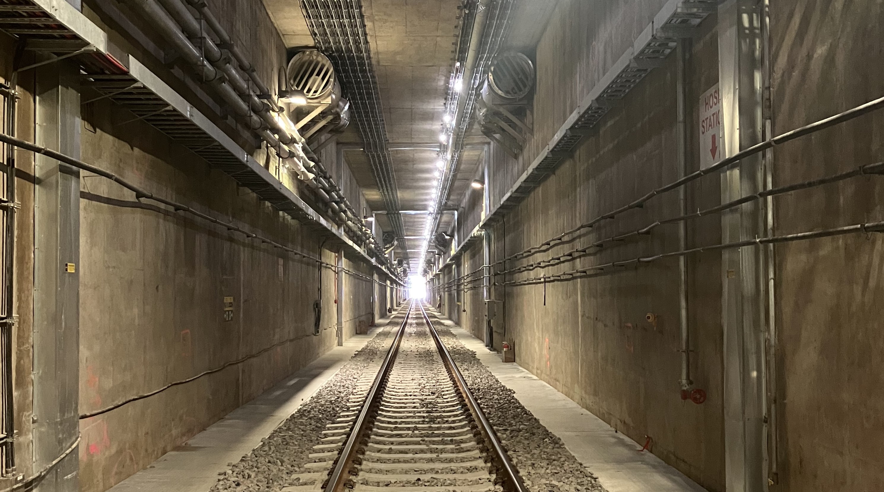 The inside of the Dow's Lake tunnel, and the wires that provide the cell service