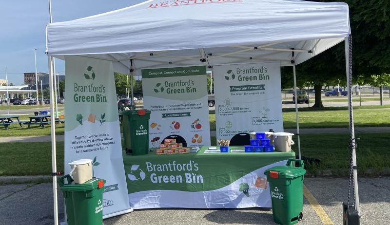 One of Brantford's informational booths, with details about the new Green Bin Program