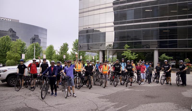 A large group on bikes