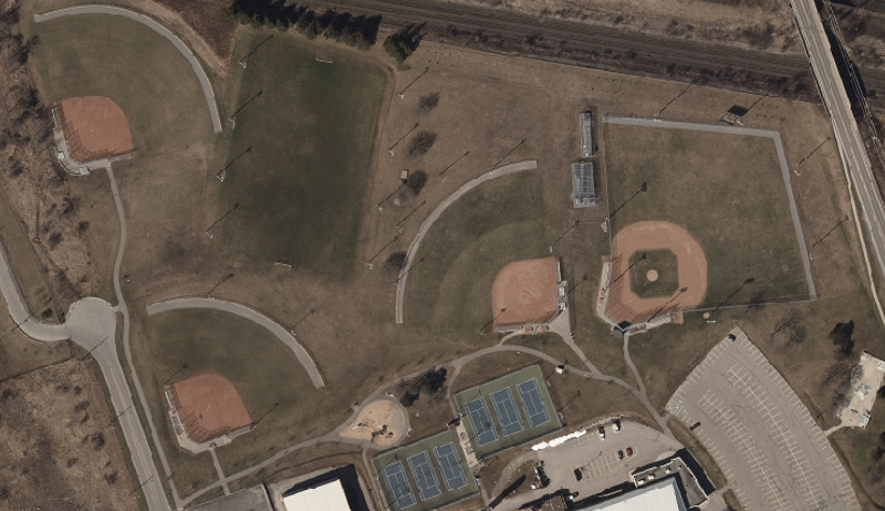 Overhead shot of Iroquois Park. 