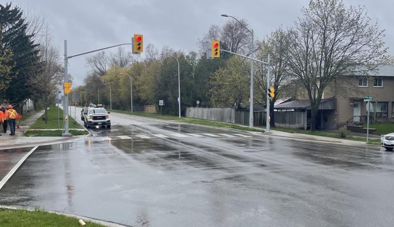 The a new pedestrian crosswalk in Aurora. 