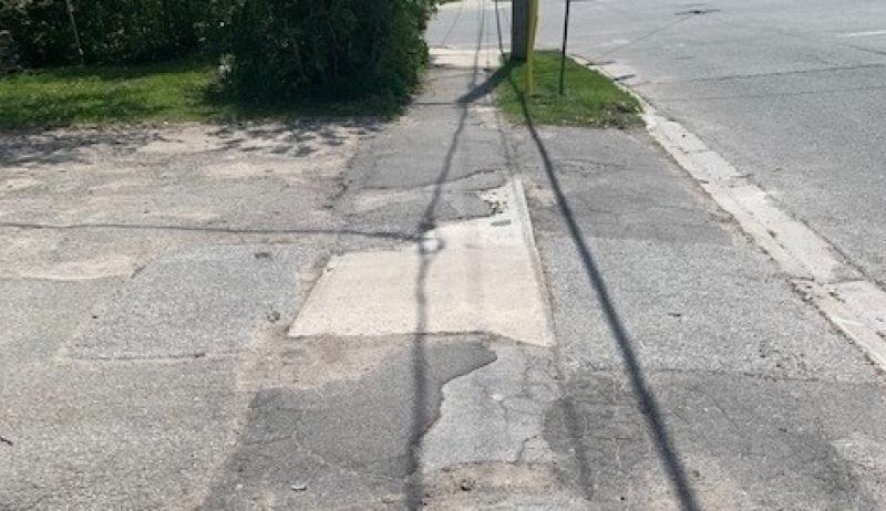 A badly worn sidewalk in the City of Orillia.