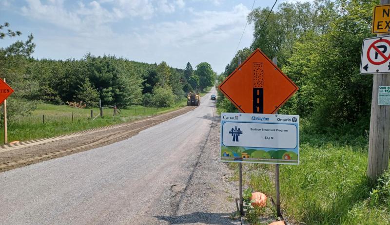 CCBF signage for the 2023 roads program in Clarington. 