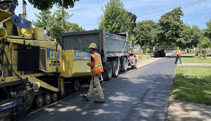 Workers fixing the road in St. Catharines. 