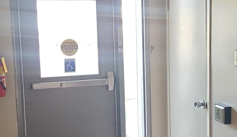 An accessible door at a municipal facility in Wilmot. 