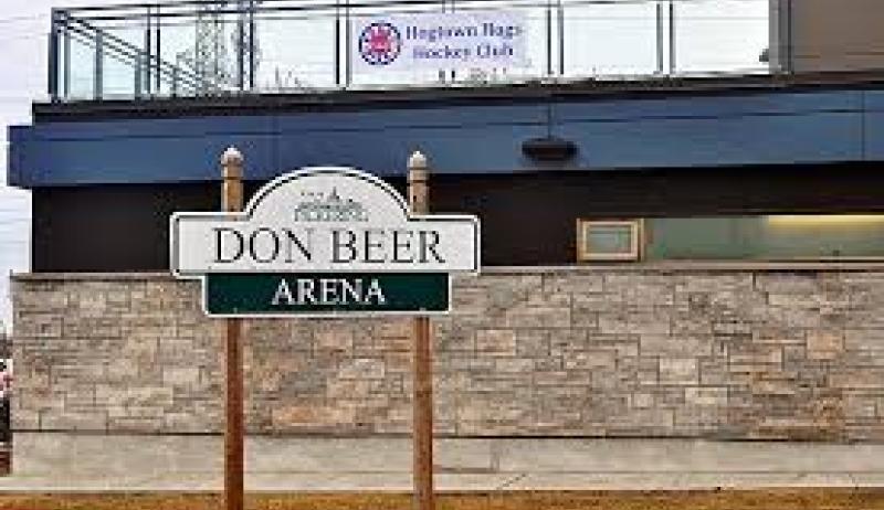 A sign that reads "Don Beer Arena".